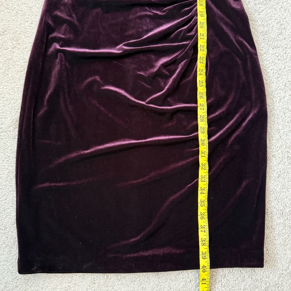 Harper Rose Ruched Velvet Long Sleeve Dress Burgundy 12 - Picture 8 of 8
